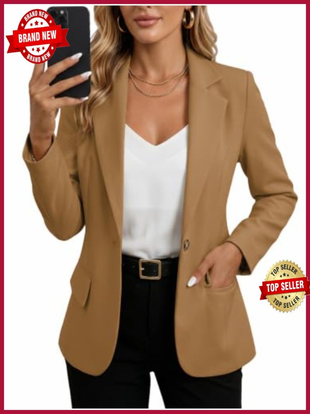 Lightweight Single-Button Slim Fit Blazer Long Sleeve Notch Lapel Lined Workwear